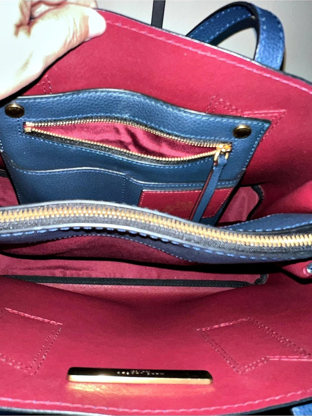 Marc Jacobs The Editor Leather Tote in Dark Teal & Red - Picture 2 of 13